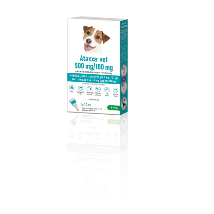 ATAXXA VET 500/100 mg paikallisvaleluliuos (koirille yli 4 kg-10 kg)1 ml