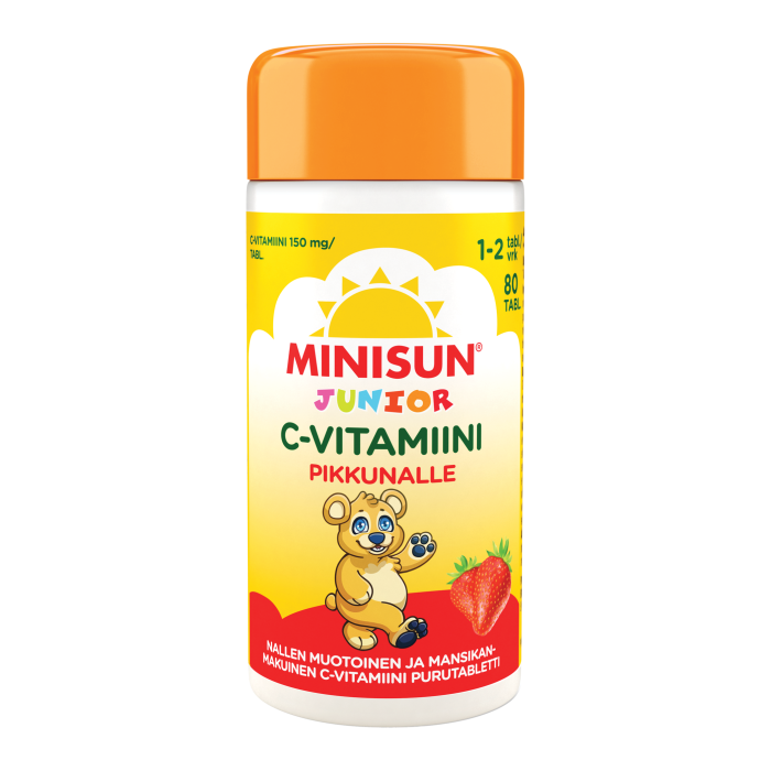 Minisun Junior C-vitamiini mansikka 80 tabl bild 2