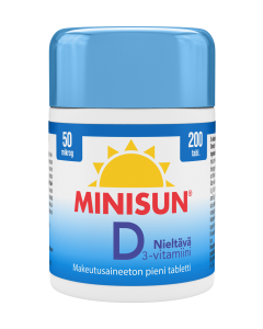 Minisun D-vitamiini Nieltävä 50 mikrog 200 tabl