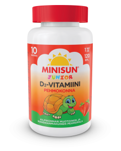Minisun D-vitamiini Pehmokonna Mansikka 10 mikrog 120 kpl