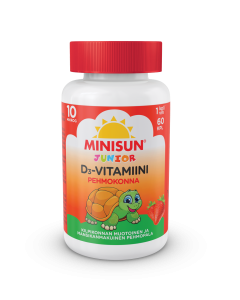 Minisun D-vitamiini Pehmokonna Mansikka 10 mikrog 60 kpl