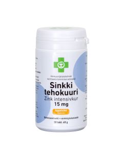 Apteekki Sinkki Tehokuuri 15 mg 30 tabl