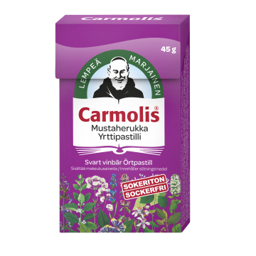 Carmolis mustaherukka yrttipastilli 12 x 45 g