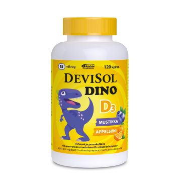 DEVISOL DINO MUSTIKKA APPELSIINI 15 MIKROG 120 KPL