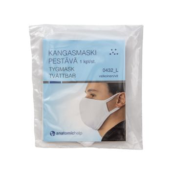 Kangasmaski pestävä L 100 % puuvilla valkoinen 1 kpl