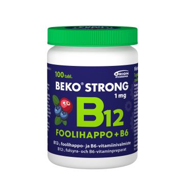 Beko Strong B12+foolihappo+B6 mustikka-karpalo 100 purutabl