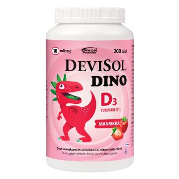 Devisol Dino mansikka 10 mikrog 200 purutabl