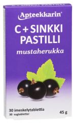 Apteekkarin C+ Sinkki mustaherukka pastilli 30 kpl