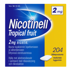 NICOTINELL TROPICAL FRUIT 2 mg lääkepurukumi 204 fol